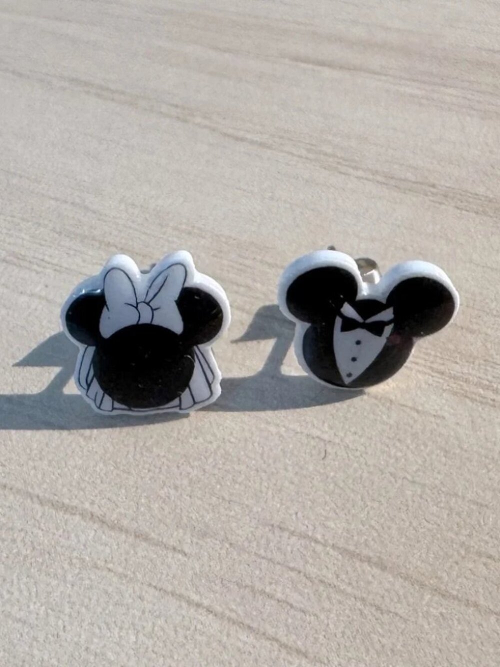 Disney Mickey & Minnie Bride Groom Stud Earrings Wedding Honeymoon Bridal